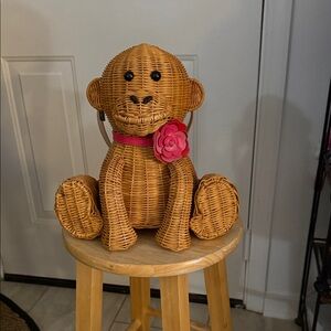 Kate Spade Rosie red wicker monkey handbag